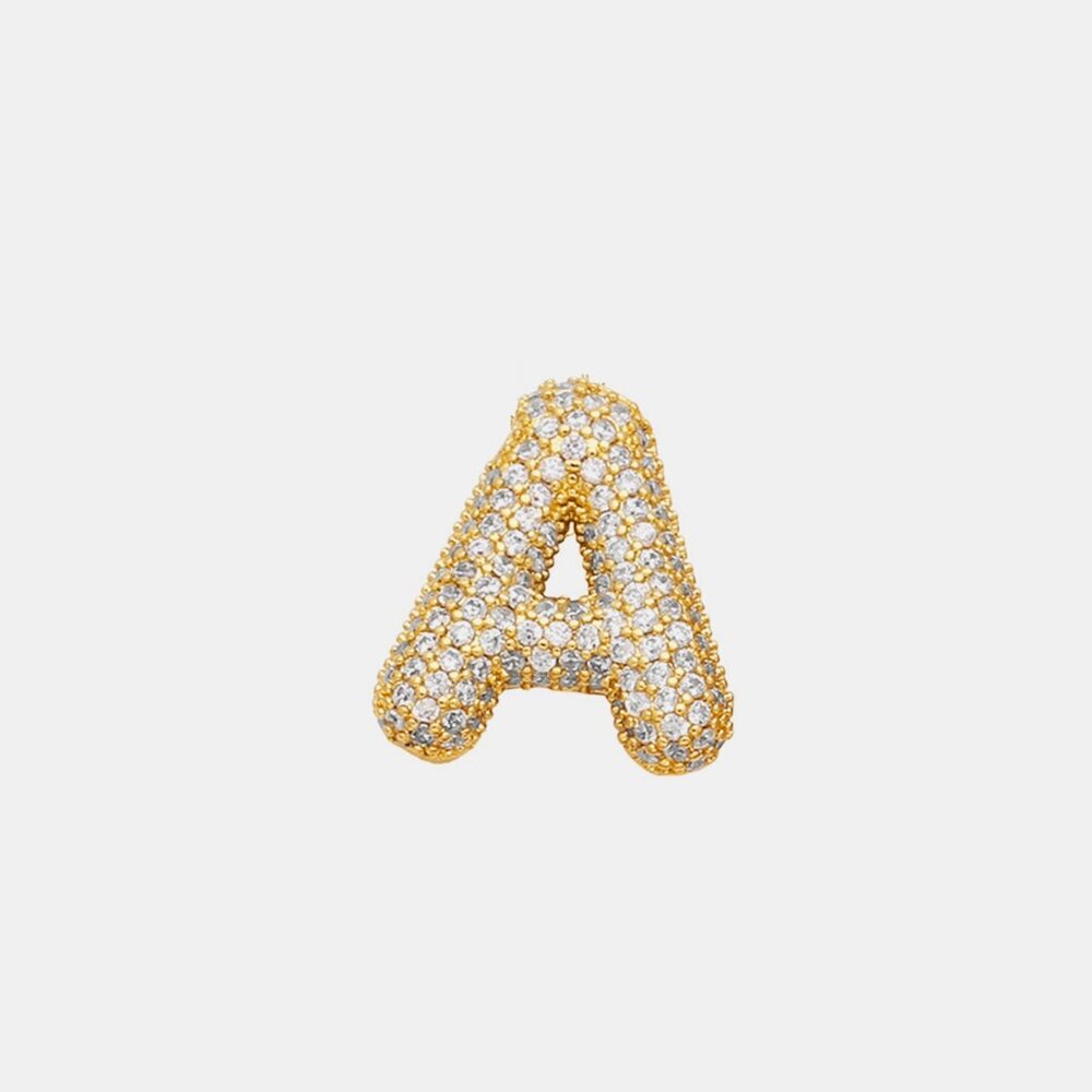Inlaid Zircon Bubble Initial Necklace (Style A)